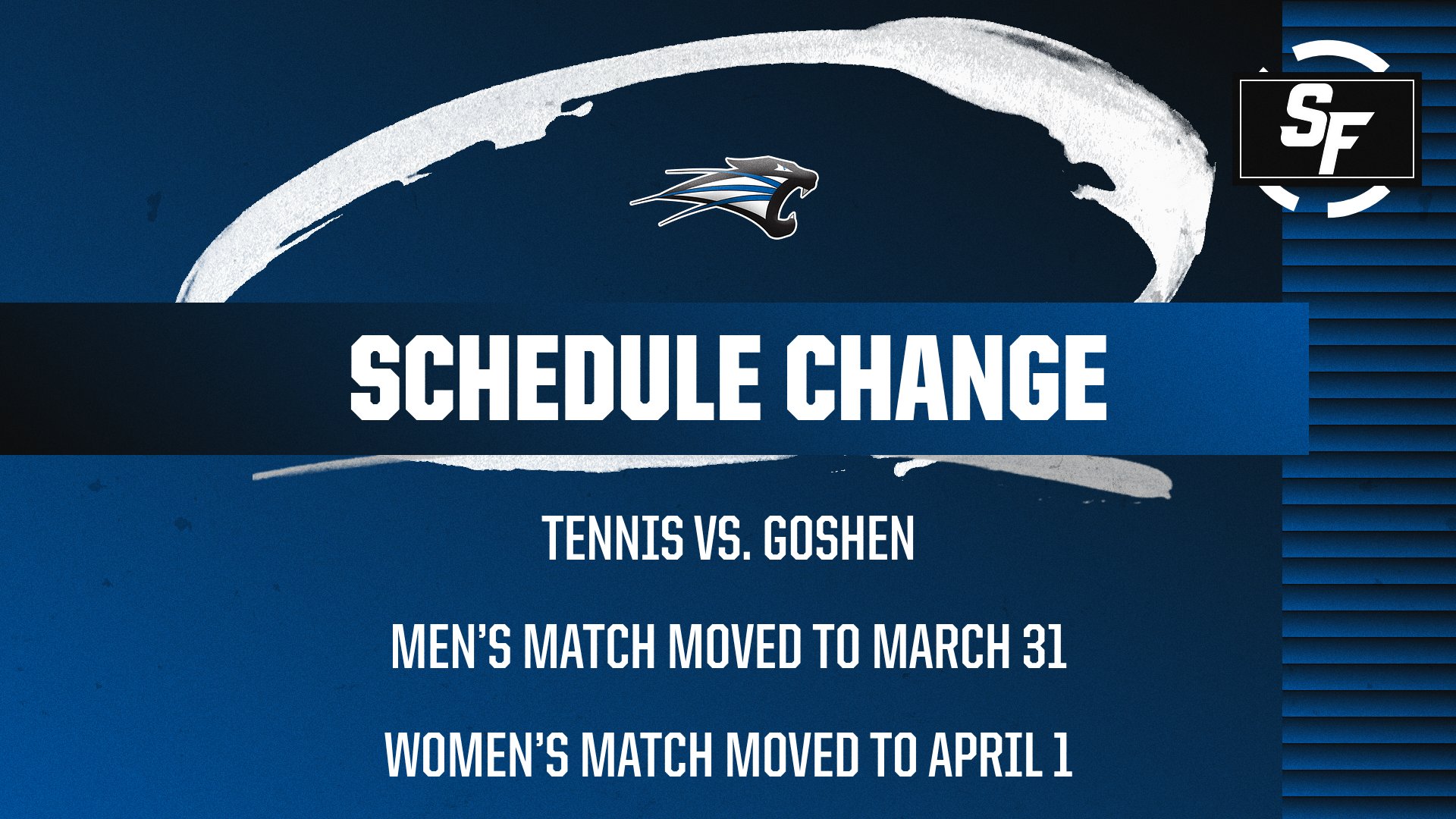 Schedule Change: Tennis Matches Versus Goshen Moved to New Dates