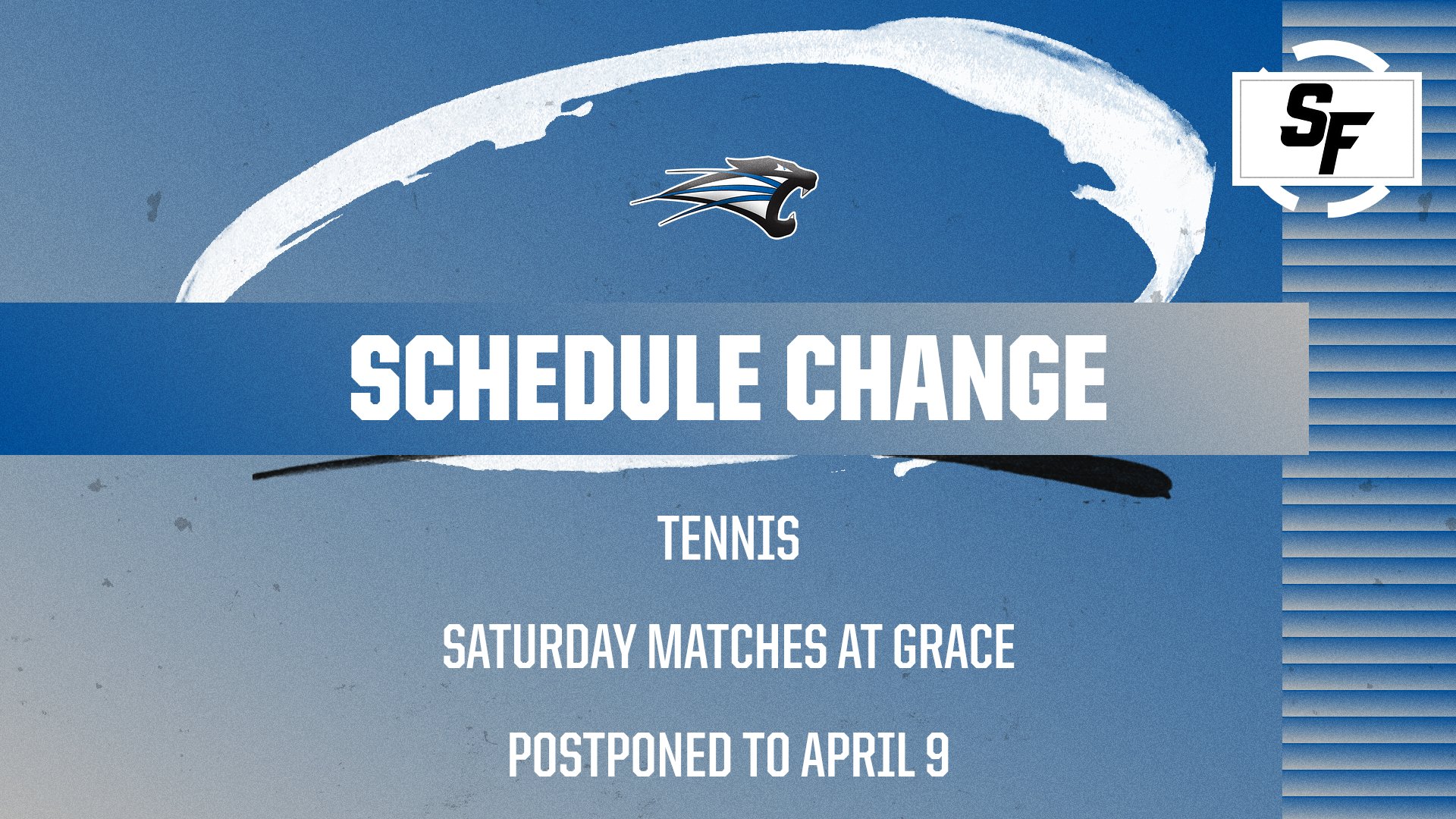 Schedule Change: Tennis Matches at Grace Postponed to April 9