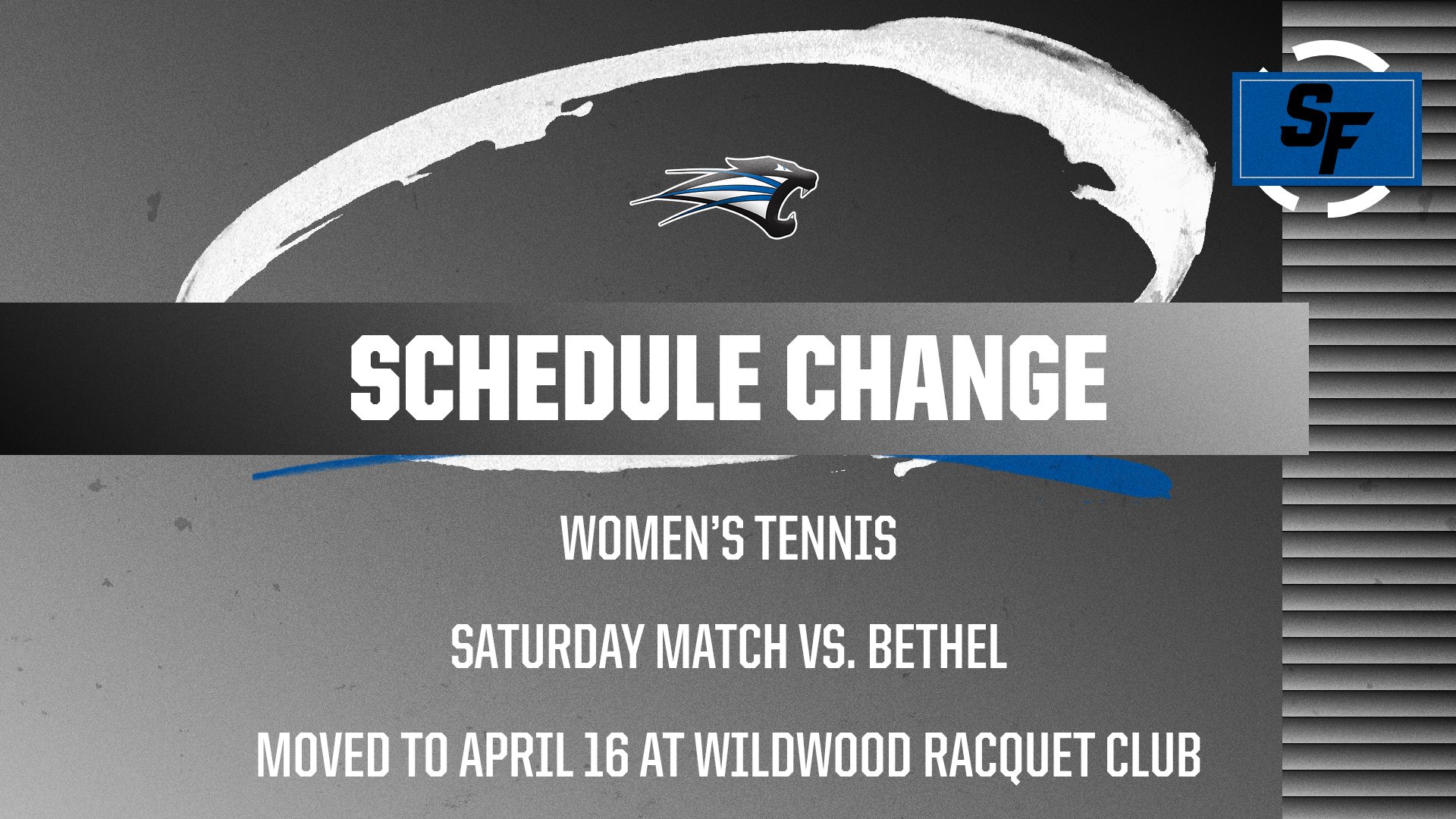 Schedule Change: Women's Tennis Match Versus Bethel Moved to April 16